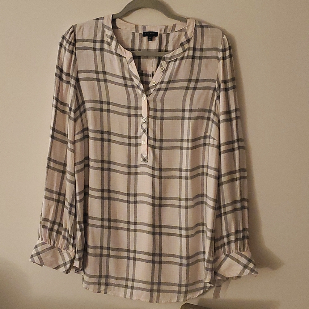 NWT Talbots Popover Plaid Blouse Size M